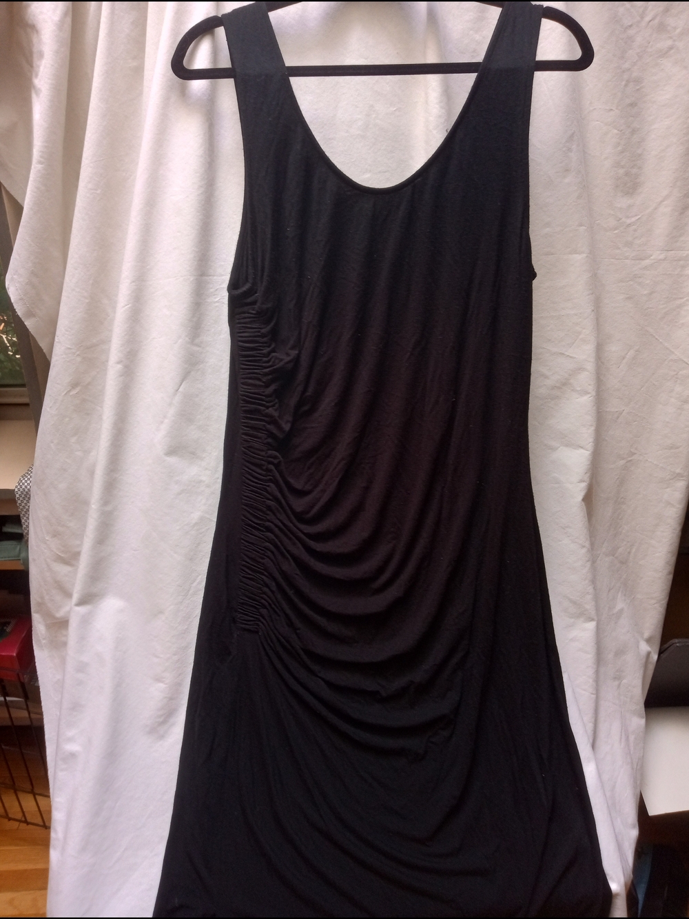A New Day Sleeveless Black Ruched Midi Dress